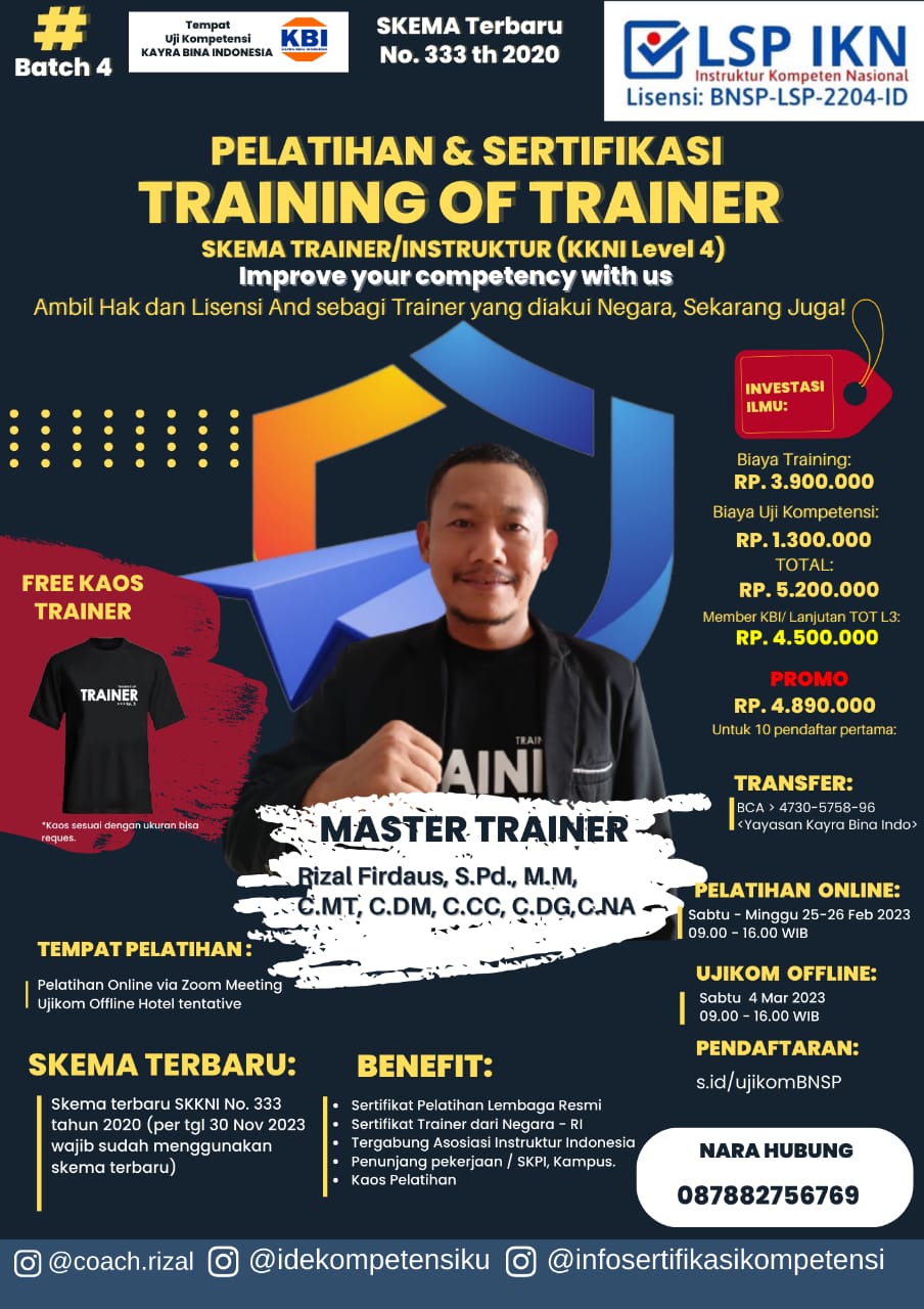 Pelatihan Sertifikasi Training Of Trainer Tot Bnsp Ri Level Hot Sex